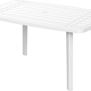 white plastic folding table