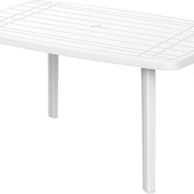 white plastic folding table